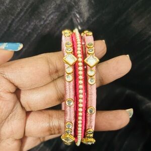 Elegant Pink and Gold Women's Bangles